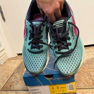 Brooks Women's Launch 3 Athletic Shoes - Aqua and Pink